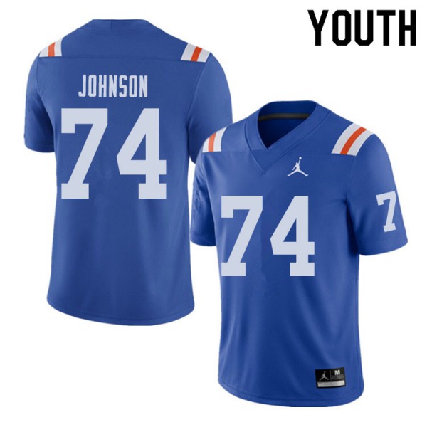 Jordan Brand Youth #74 Fred Johnson Florida Gators Throwback Alternate College Football Jerseys